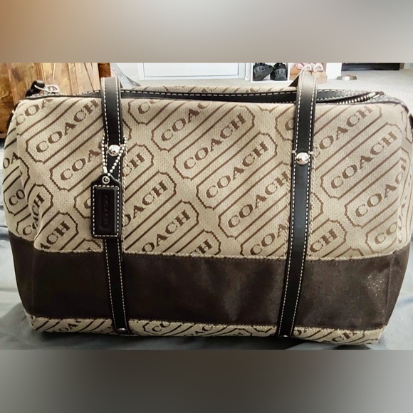 Coach Lozenge Print Brown/Khaki Satchel F12254 - Picture 1 of 10